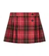 Bonpoint Pleated Plaid Skirt In Red