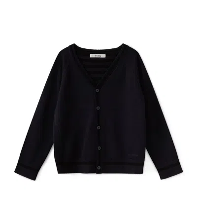 Bonpoint Kids' Wool V-neck Cardigan In Blue