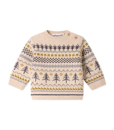 Bonpoint Kids'  Wool-blend Fair Isle Jumper In Beige