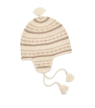 Bonpoint Kids'  Wool-cotton Knitted Tassel Hat In Brown