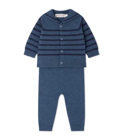 Bonpoint Kids'  Wool-cotton Sweater And Leggings Set In Navy