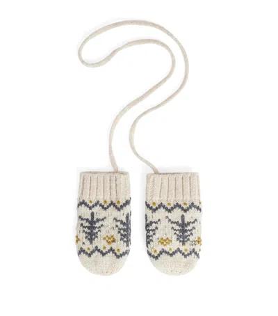 Bonpoint Kids'  Wool-cotton-blend Mittens In Beige