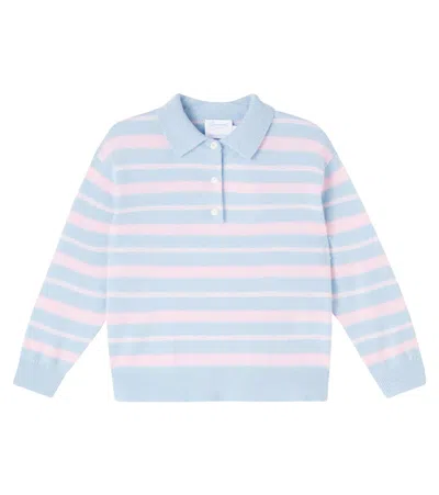 Bonpoint Kids' X Guest In Residence Louie Striped Cashmere Polo Sweater In Blue