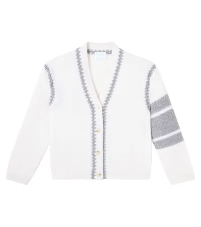 Bonpoint Kids' X Guest In Residence Lyndon Striped Cashmere Cardigan In White