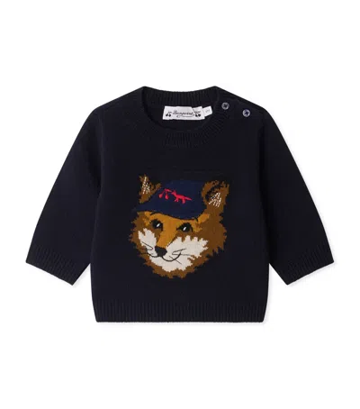 Bonpoint Kids'  X Maison Kitsuné Wool Fox Sweater In Navy