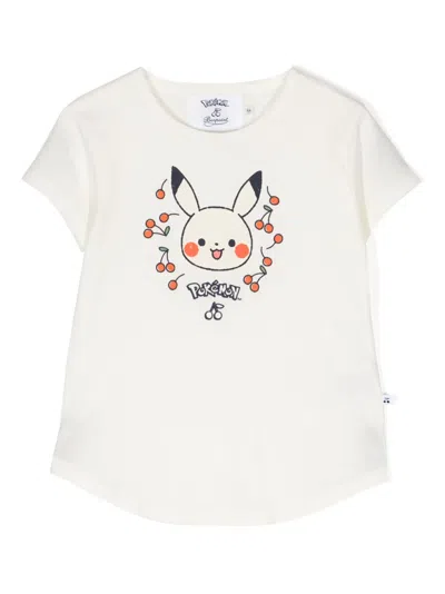 Bonpoint Kids' X Pokémon Cotton T-shirt In 白色