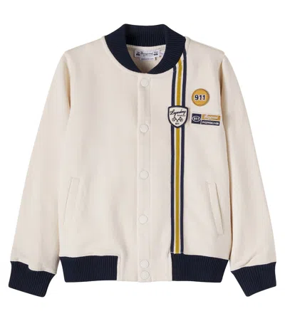 Bonpoint Kids' X Porsche Christopher Patch-appliqué Cotton Varsity Jacket