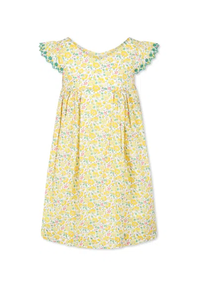 Bonpoint Kids' Yellow Dress For Girl With Floral Print