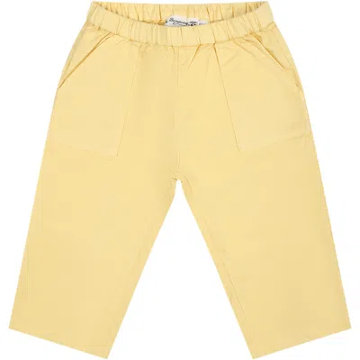 Bonpoint Yellow Trousers For Baby Boy With Logo
