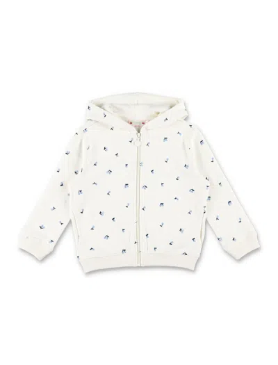 Bonpoint Kids' Zip Hoodie Cherry In White