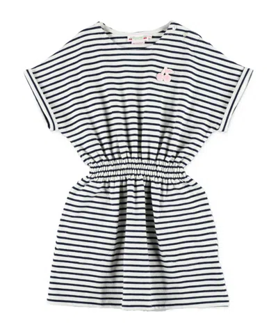 Bonpoint Elasticated Waist Striped Dress In Gray
