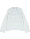 Bonsai 3d Waves Mohair Blend Knit Sweater In Blau