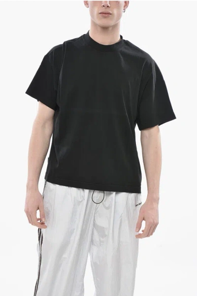 Bonsai Antonia Solid Crewneck T-shirt With Contrast Print In Black