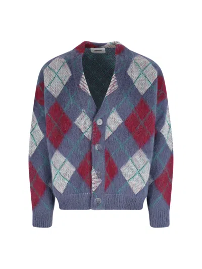 Bonsai Argyle Knit Cardigan In Multicolour