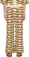Bonsai Brown & Beige Punzonato Sweatpants In Raffia, Brown Rafbrw