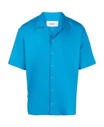 Bonsai Camp-collar Short-sleeve Shirt In Blue