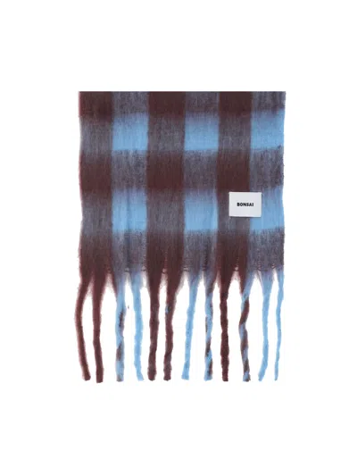 Bonsai Check Scarf With Logo In Brown