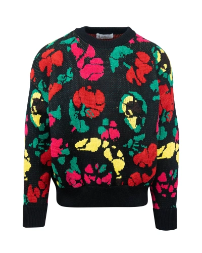 Bonsai Clothing Oversized Crewneck In Multicolor Pattern In Black