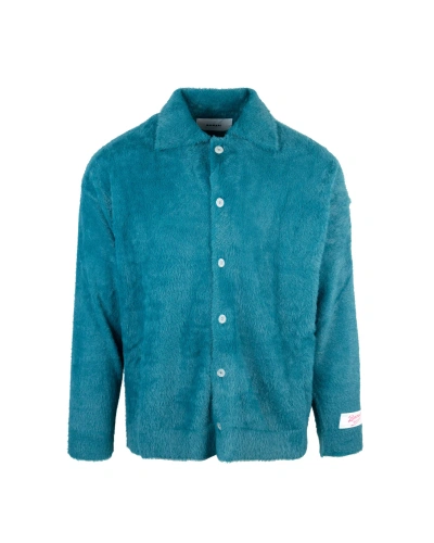 Bonsai Clothing Polo Shirt In Light Blue Faux Fur In Ocedep