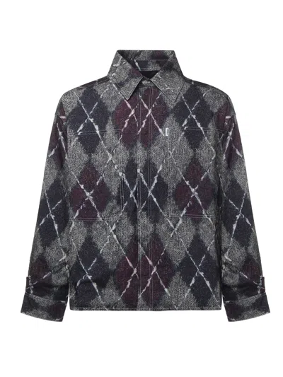 Bonsai Diamond-pattern Flannel Shirt In White