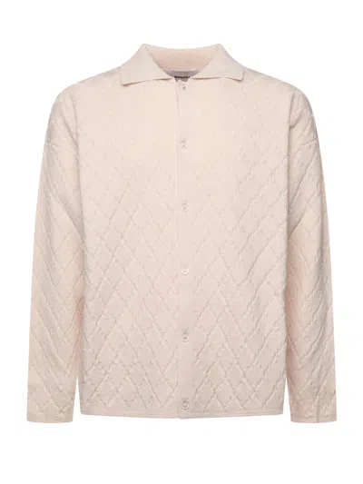 Bonsai Diamond-pattern Knit Polo In Nude