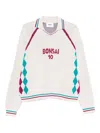 Bonsai Diamond-pattern Polo Jumper In White
