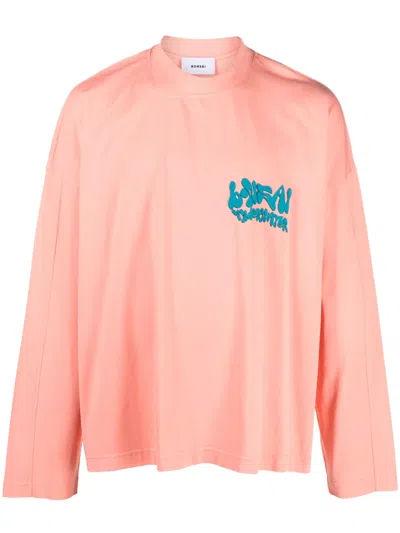 Bonsai Embossed-logo Long-sleeve T-shirt In Pink