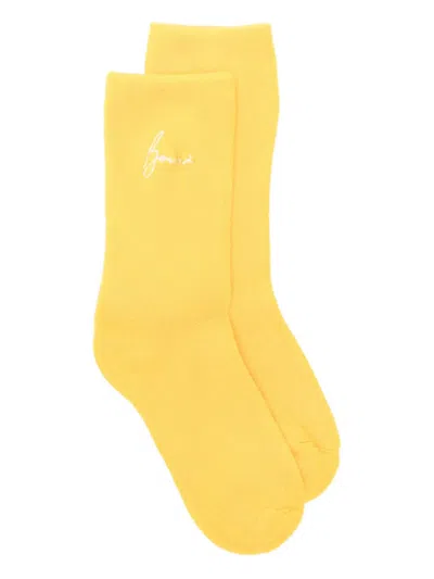 Bonsai Embroidered Cotton Socks In Yellow