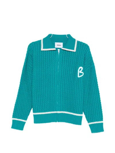 Bonsai Embroidery Zip-up Cardigan In Green