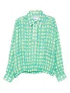 Bonsai Gingham-check Drawstring Shirt In Blue