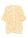 Bonsai Perforated Knit Shirt In Yellow