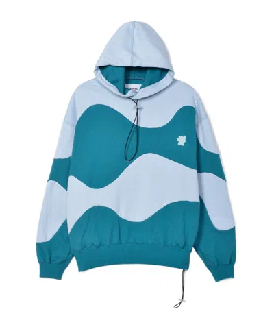 BONSAI BONSAI INTARSIA WAVES DRAWSTRING HOODIE