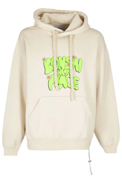 Bonsai Ivory Drawstring Hoodie Sweatshirt In Multi