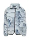 Bonsai Terry Cloth Oversize Zip Jacket With Abstract Pattern In Light Blue