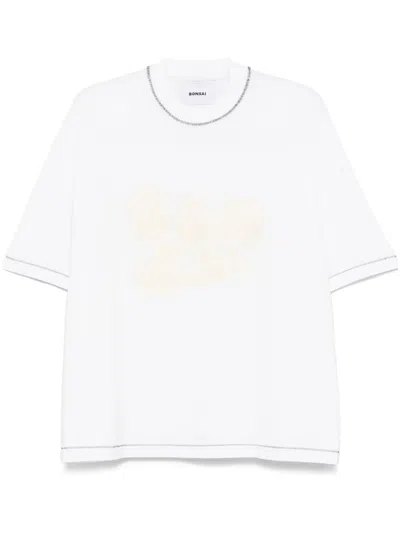 Bonsai T-shirt Mit Logo-stickerei In Weiss