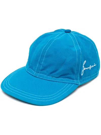 Bonsai Light Blue Baseball Cap With Logo Embroidery In Cotton Man