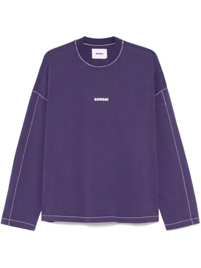 Bonsai Logo-print Long-sleeve T-shirt In Purple
