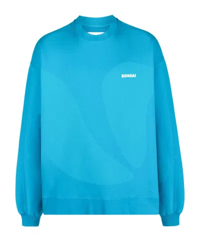Bonsai Logo-print Tonal-design Sweatshirt In Blue