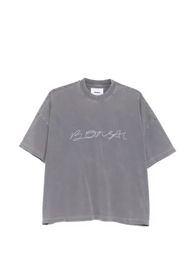 Bonsai Logo-embroidered T-shirt In Gray