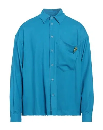 Bonsai Man Shirt Azure Size S Virgin Wool, Elastane In Blue