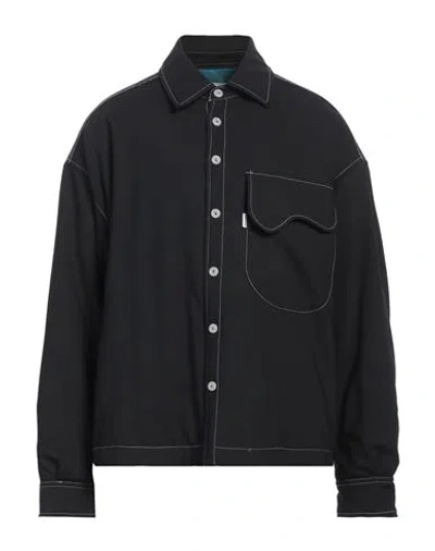 Bonsai Man Shirt Black Size L Polyester, Virgin Wool, Elastane