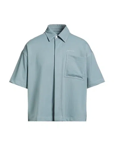 Bonsai Man Shirt Slate Blue Size L Polyester, Virgin Wool, Elastane