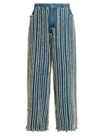 Bonsai Men's Appliqué Loose-fit Jeans In Medium Blue