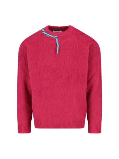 BONSAI MOHAIR-BLEND SWEATER - RED WITH EMBROIDERY