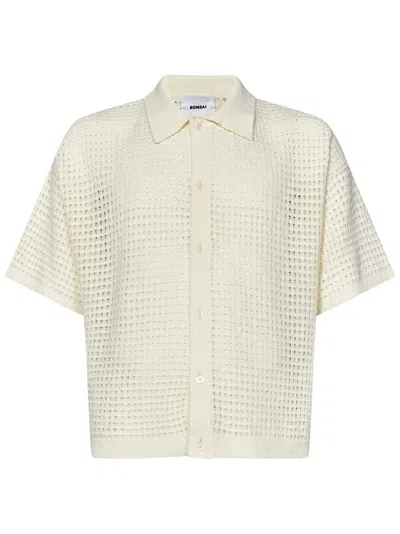 Bonsai Openwork Knit Short-sleeved Shirt In Neutral