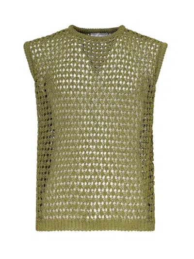 Bonsai Openwork Knit Vest In Green
