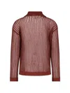 Bonsai Oversize Viscose & Nylon Knit L/s Polo In Brown