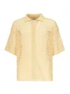 Bonsai Perforated Knit Shirt In Yellow