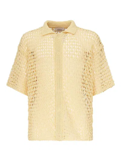 Bonsai Perforated Knit Shirt In Yellow