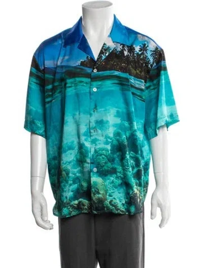 Pre-owned Bonsai Printed Short Sleeve Shirt In Blue/green